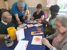 Queen's Oak Care Home spends time making Mother's Day cards