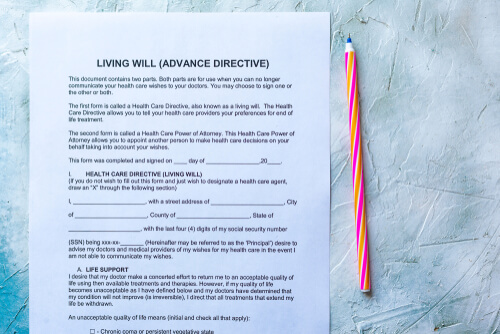 A document representing a living will/advanced decision